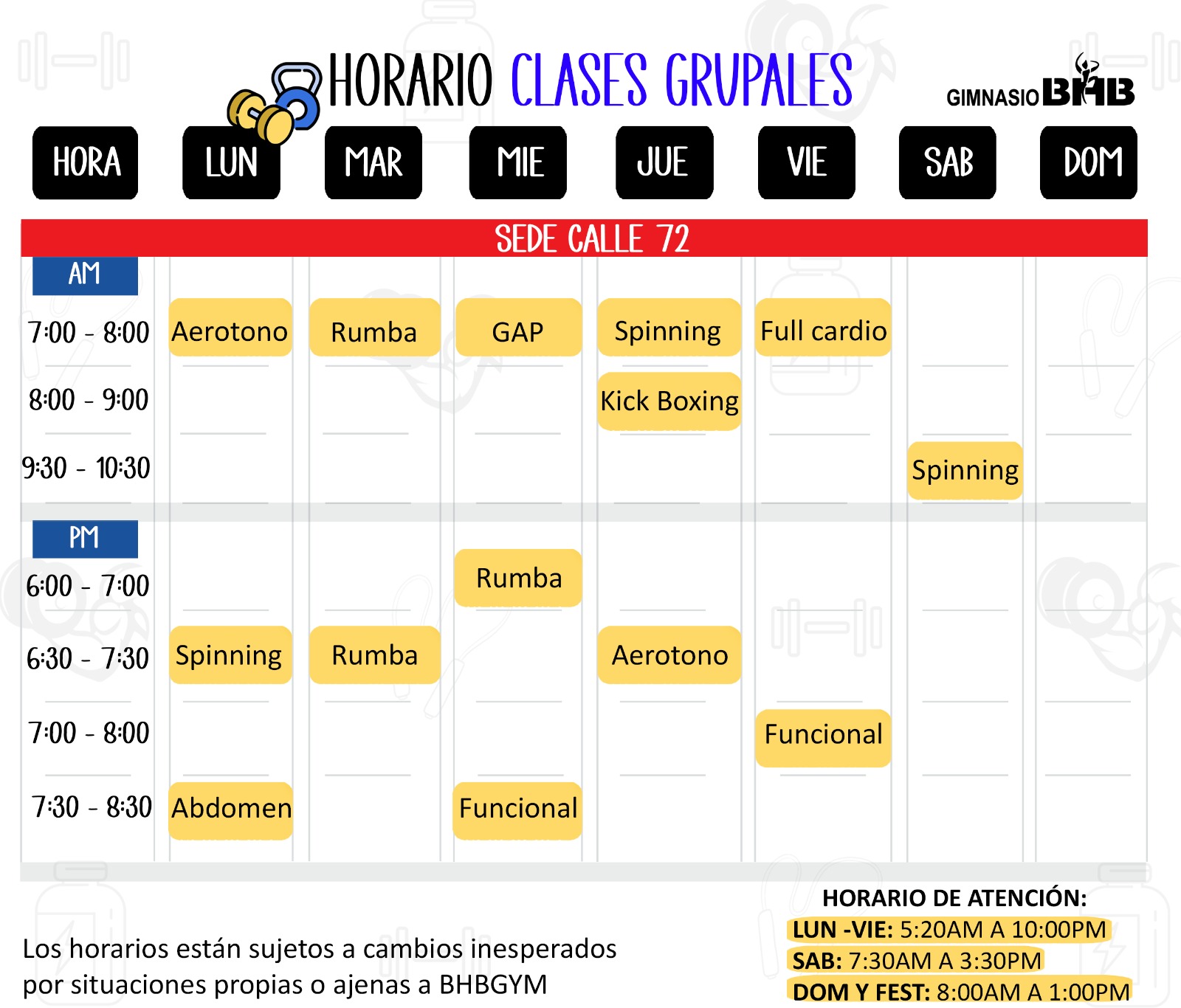 Diseno-Horario-BHB-Calle-72 Horarios BHBGYM 72